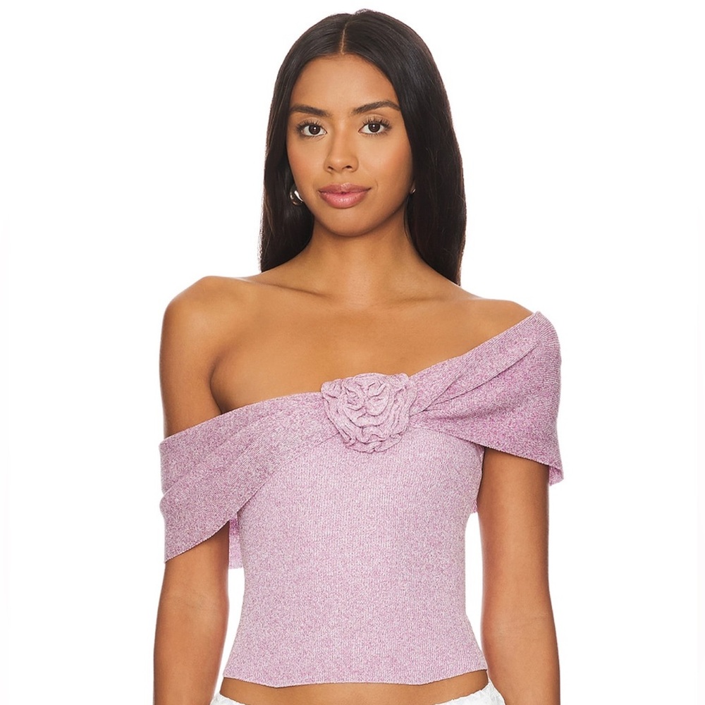 REVOLVE Pink Off-Shoulder Crop Top
